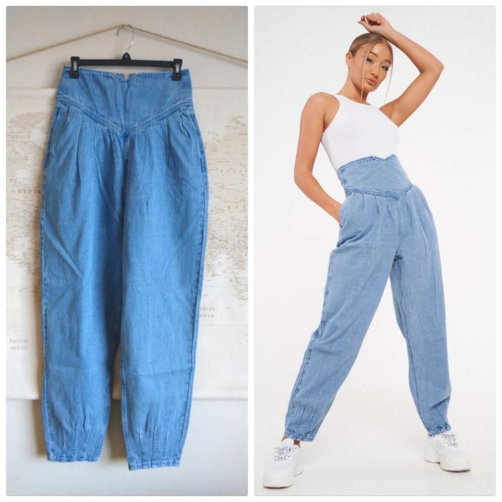 *NEW* Missguided Tall High Waisted Corset Balloon Jean-Size 4 (26" Waist)